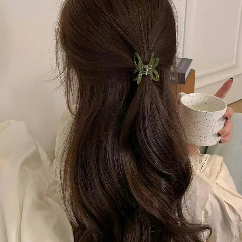 1PC High Color Value Romantic Spring Color Acetate Butterfly Grab Clip Temperament Aesthetic Hollow Bow Hair Clip Back of Head H