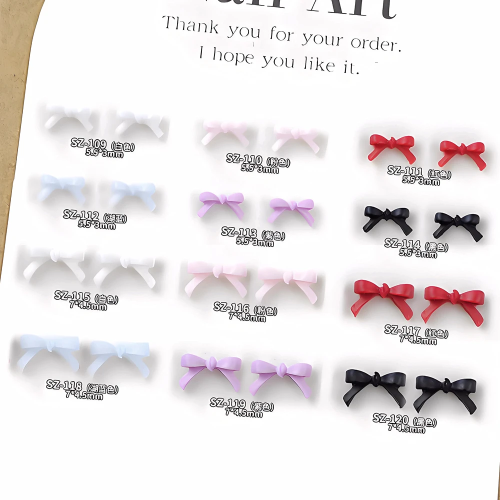 

50PCS Sampel 3D Acrylic Bow Nail Art Accessories Bowknot Charms Resin Parts For Nails Decoration Manicure Deco Supplies Material