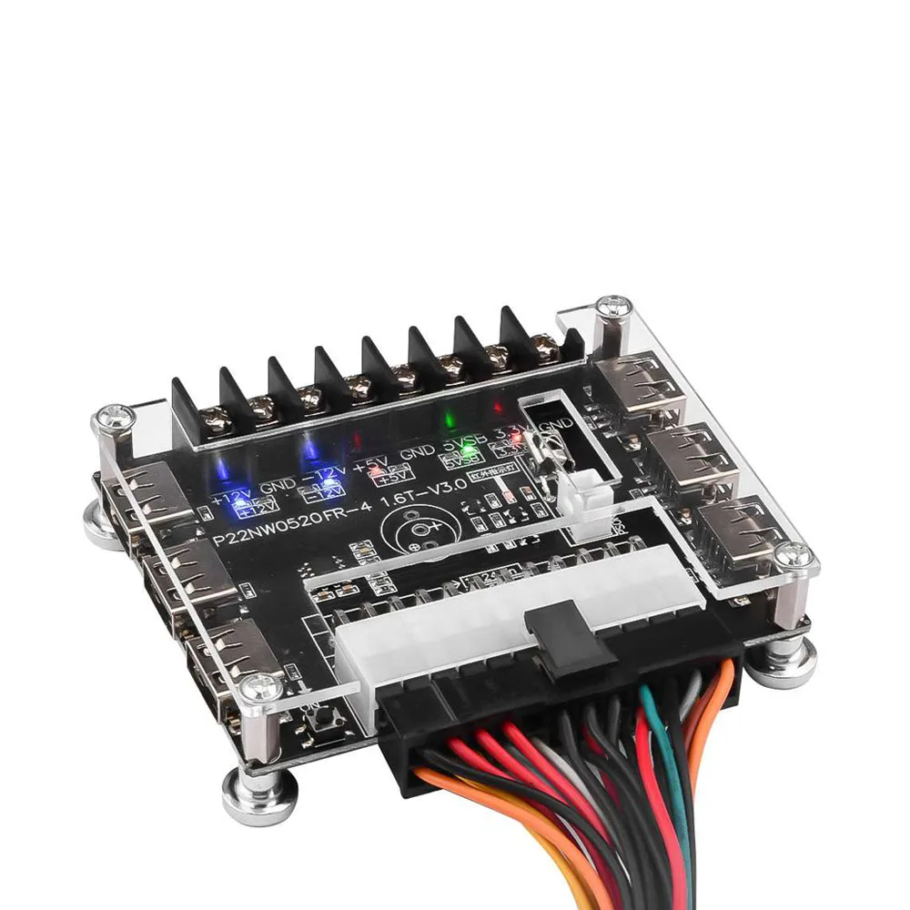 

USB Charging Desktop Chassis Power Supply Acrylic Case Kit 24Pins ATX Power Supply Breakout Board Adapter Power Connector