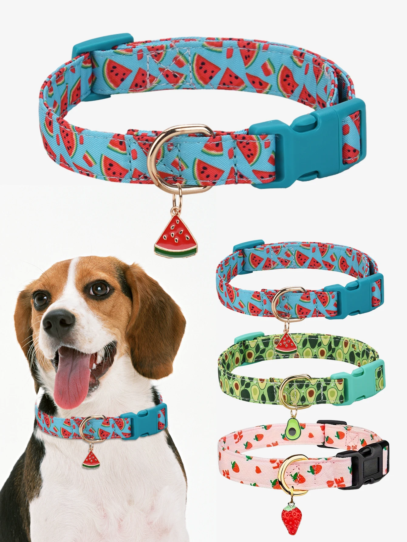 CP611 Pet Dog Puppy Cat Fruit pattern Collar with Metal Fruit pendant Applicable to Small Medium Pet