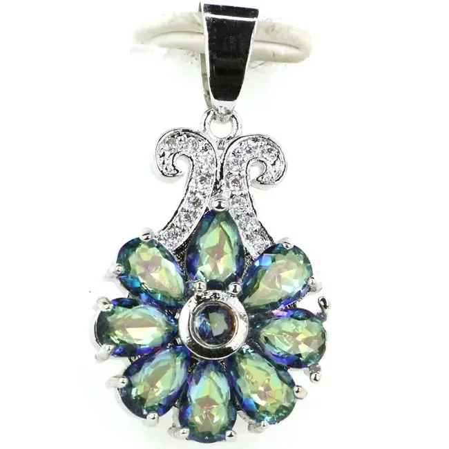 قلادة من الفضة الإسترليني عيار 925 ساحرة ذهبية سيترين زبرجد أخضر باطني توباز بنفسجي توباز