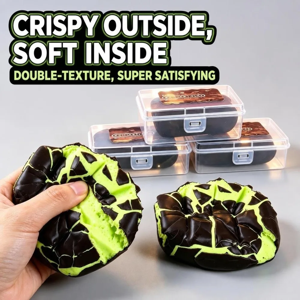 Chocolate Wax Cracking Squeeze Toy Donut Crackable Texture Crispy Stress Balls Handmade Craft Cat Paw Sensory Squeeze Toy
