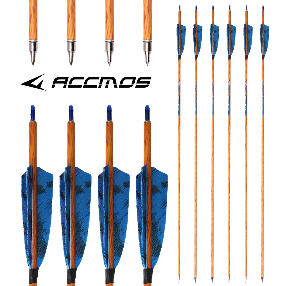 6/12 قطعة ID6.2 الكربون النقي الخشب الجلد السهم العمود الفقري 300/400/500/600/700/350/450/550 الرماية الصيد الأزرق تركيا ريشة السهم