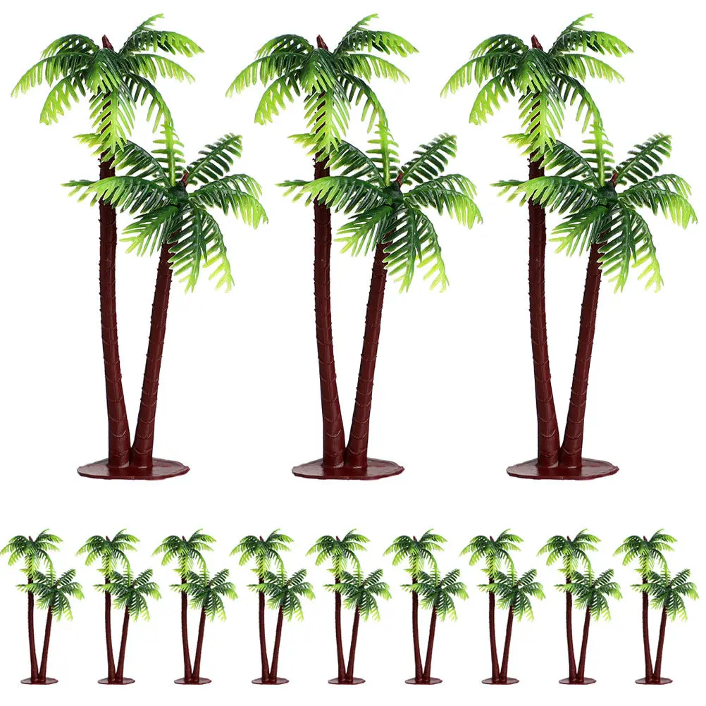 

30Pcs Artificial Coconut Tree Plastic Mini Palm Trees Aquarium Decoration Fish Tank Landscape Gardening Plant Ornament