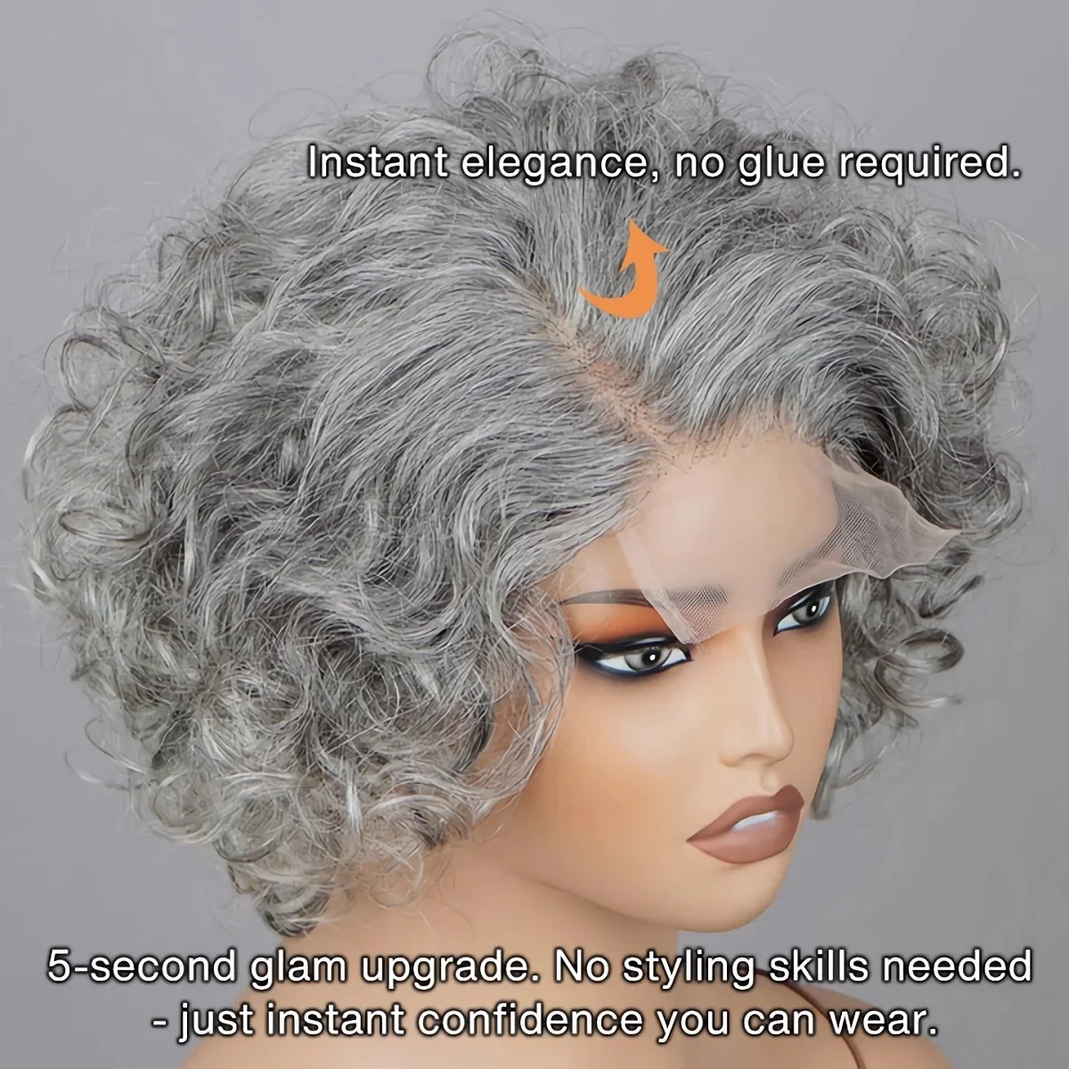 

Custom Seniors 5x5 Lace Closure Wig Salt & Peppe Short Bob Wig Human Hair Loose Curly Silver Gray Human Hair Wigs For Women