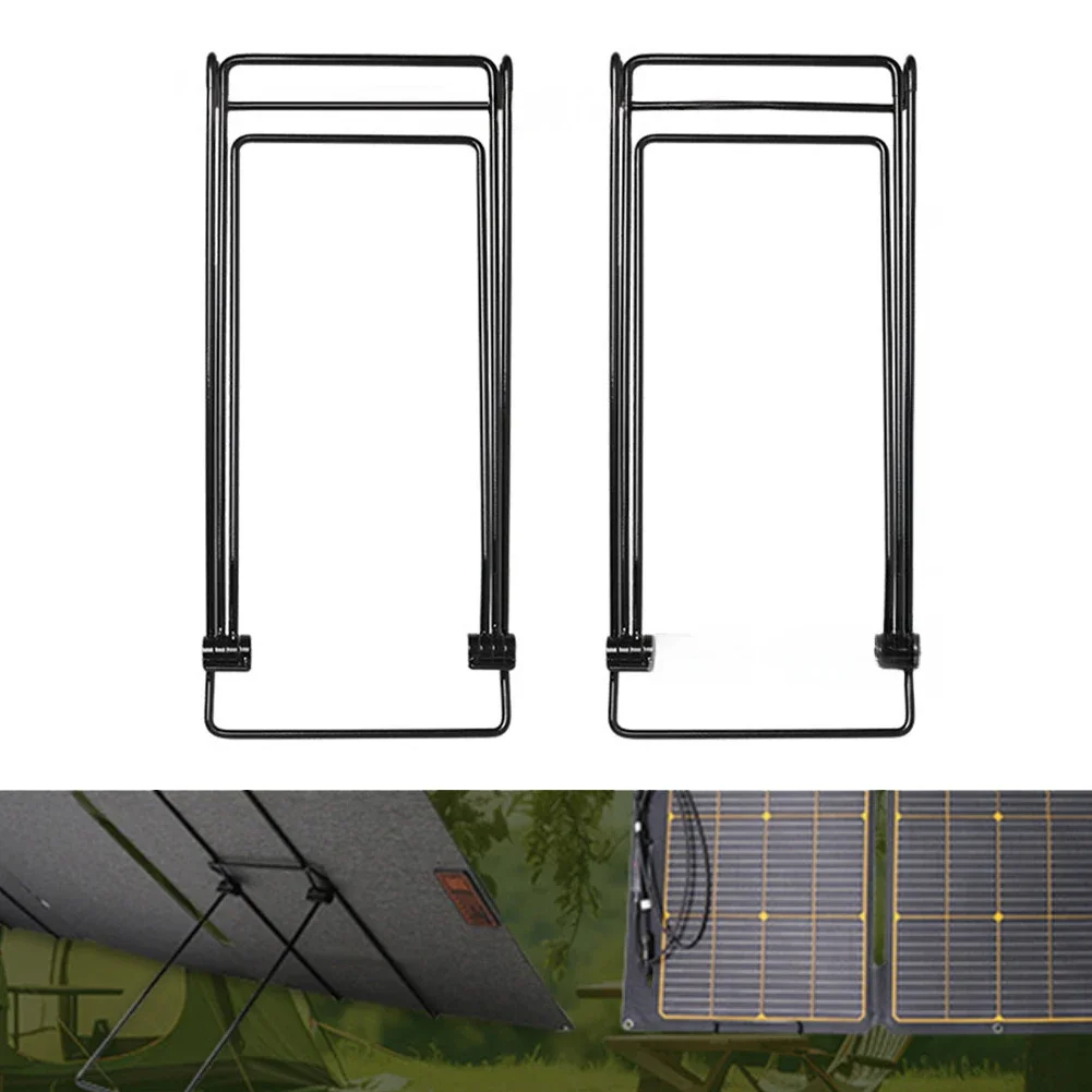 2PCS Solar Panel Fixed Bracket PV Accessories With Mountaineering Buckle Outdoor Portable Foldable Carbon Steel Bracket