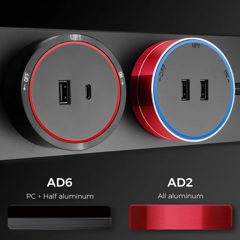 Avoir AD2 AD6 Track Socket Aluminum Brushed Electrical Outlets LED Rail Socket Module Adapter Usb Wall Socket Power Strip EU UK - Image 4