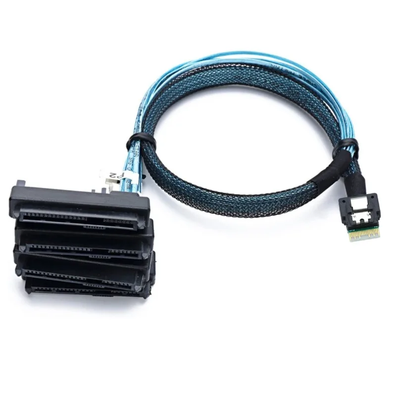 PCI-E Ultraport Slimline SAS 4.0 38pin SFF-8654 4i To 4X SFF-8482 with 15P SATA 2 in 1 Server Target Cable