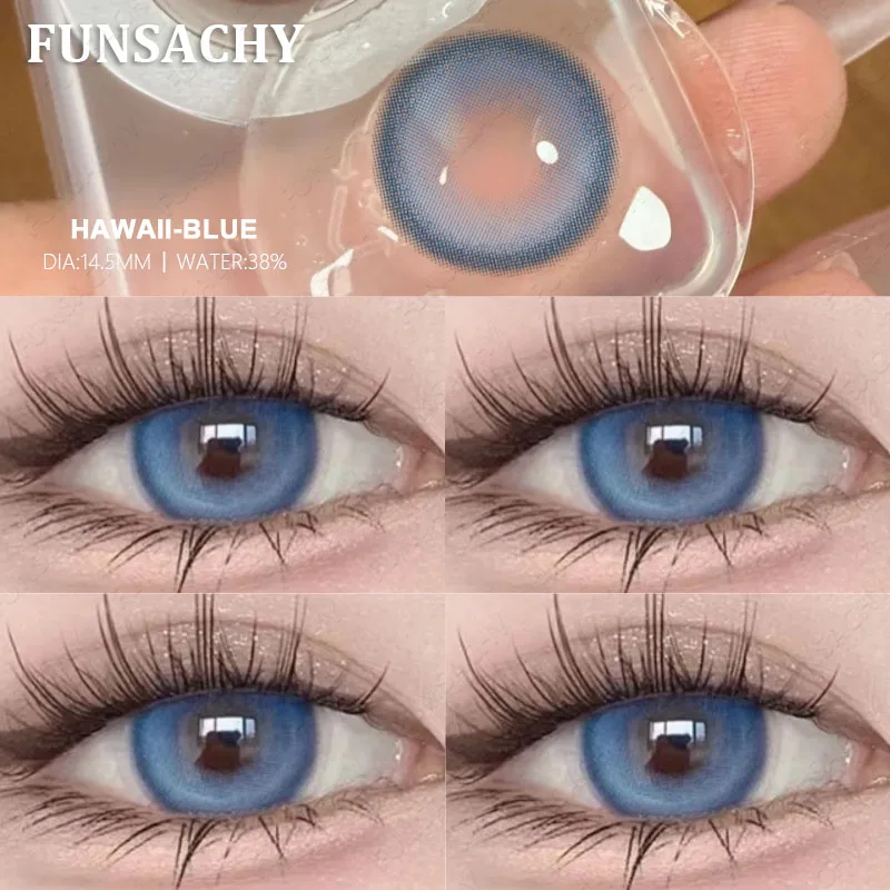 FUNSACHY (0,00~-8,00) Myopie-Kontaktlinsen Blaue Kontaktlinsen mit Dioptrien Farbige Kontaktlinsen für Augen-Make-up Jährlicher Gebrauch