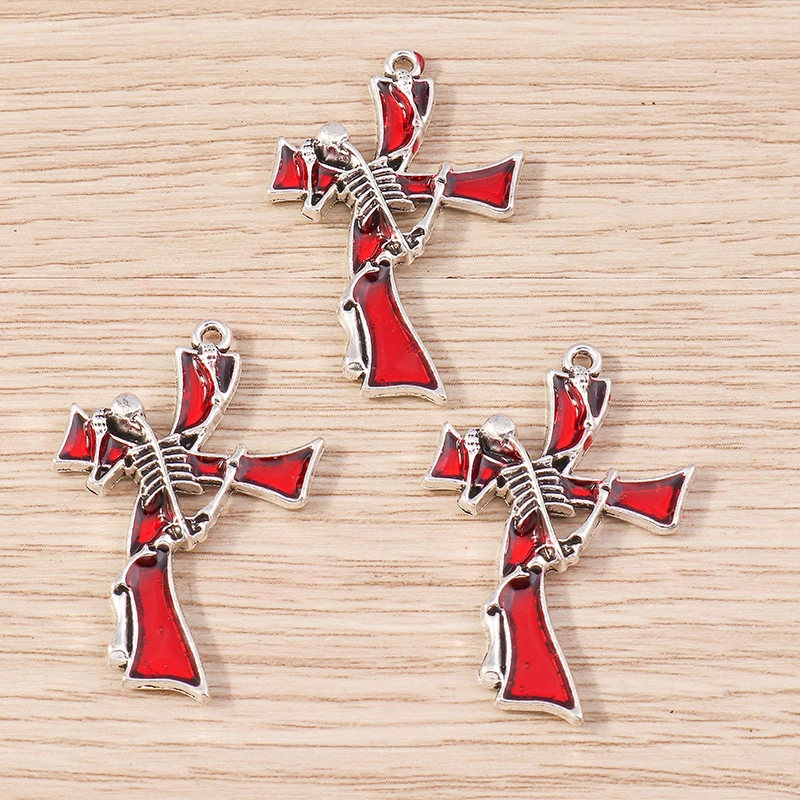 Tusember 4 Stück Legierung Steampunk Jesus Totenkopf Kreuz Anhänger für Ohrringe Halskette Handgemachter Schmuck DIY Zubehör – Detail 6