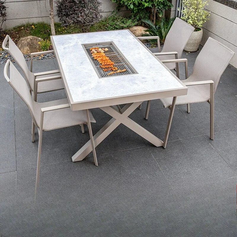 

Outdoor tables and chairs cast aluminum electric barbecue grill courtyard garden open-air Nordic home camping balcony