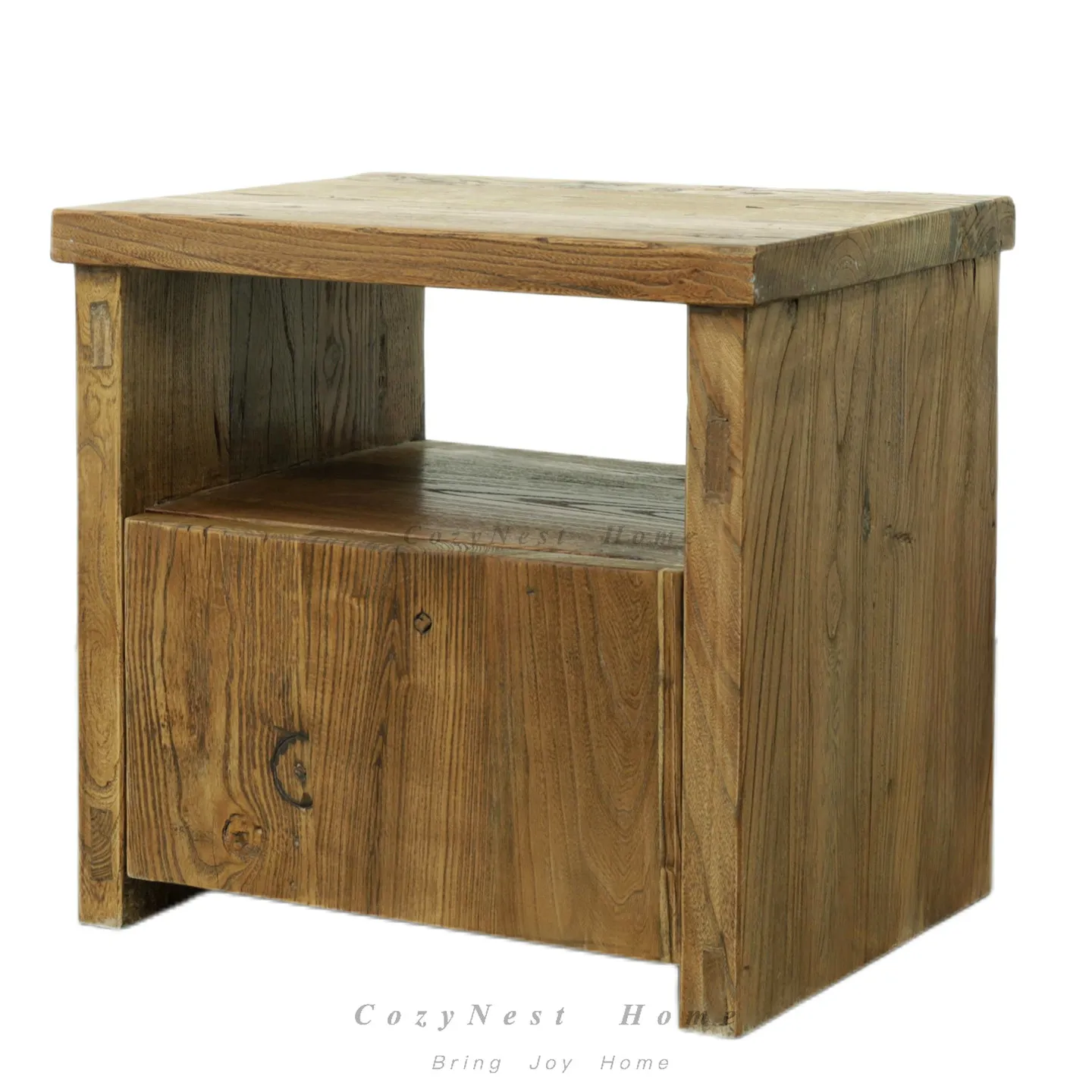 Solid wood bedside table Natural weathering old door panel Log furniture Simple bedroom side cabinet Locker