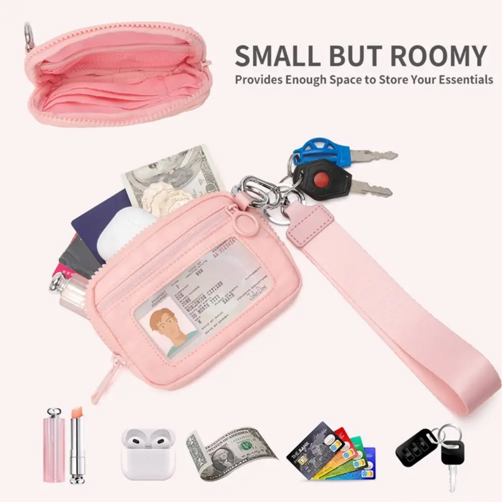 Fashion Nylon Hanging Card Holder Multifunction Mini Multi-card Hand Wallet Waterproof Portable Small Square Purse Bag Outdoor