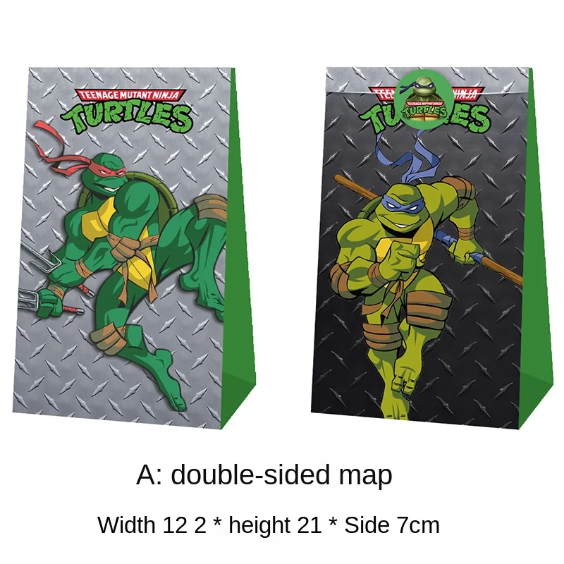 Tortues ninja mutantes pour adolescents, décor de fête d'anniversaire, sac cadeau de bonbons, sac en papier de collation, sac cadeau de bonbons de dessin animé, fournitures de fête, 12 pièces par lot