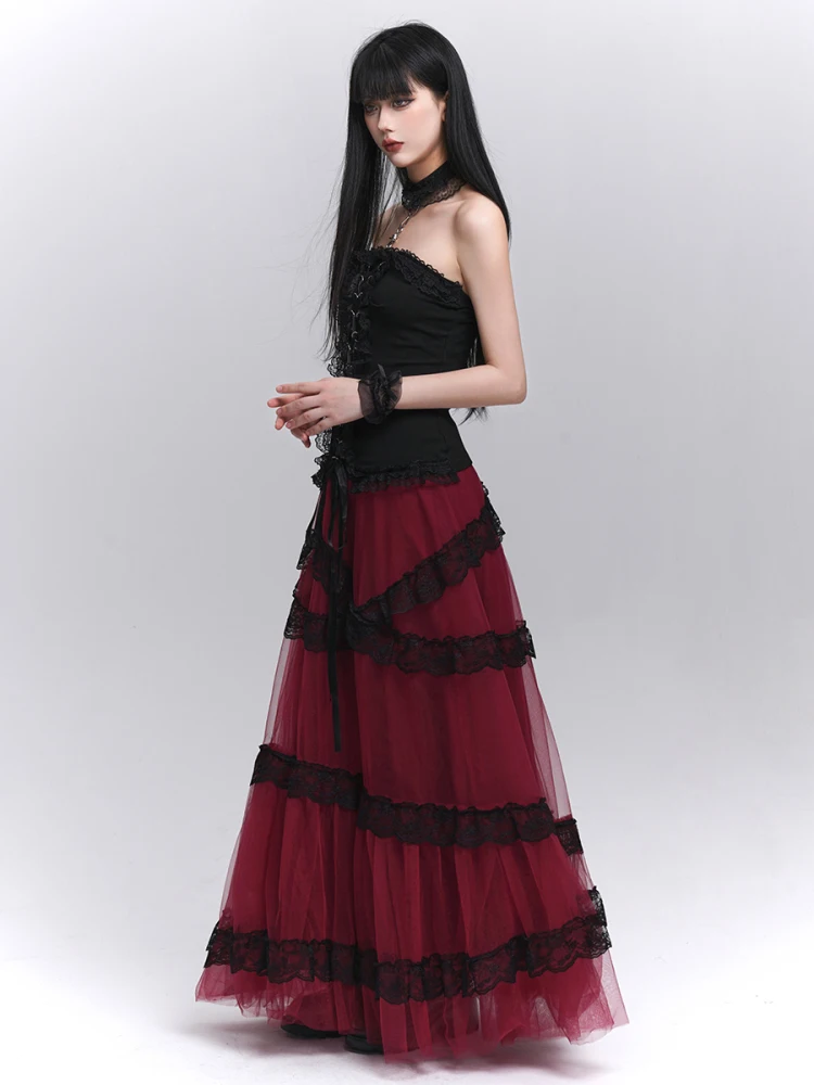 

Ghost Girl Long Red And Bla f Skirt Beautiful Tulle Skirt Concert Cisas Aosphere Clothing Long Skirts