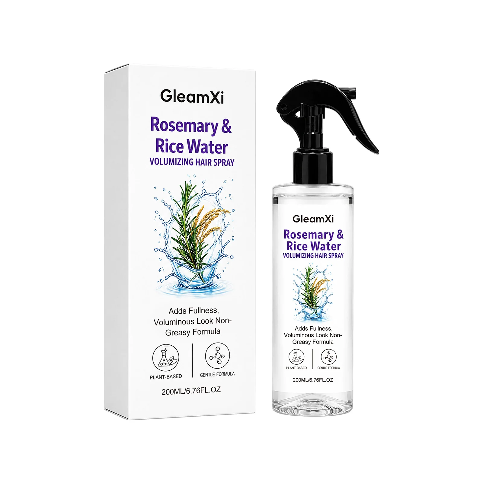 Rosemary Rice Water Hair Spray Volumizing Hair Lightweight Texture Non Greasy Smooth Frizzy Hair Shiny Fluffy Hair Spray 200ml