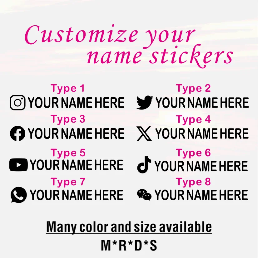 User Name Custom Personalized Instagram Car Sticker Vinyl Decals Motorcycle Car Stickers for Tiktok  X Wechat Whatsapp  FACEBOOK