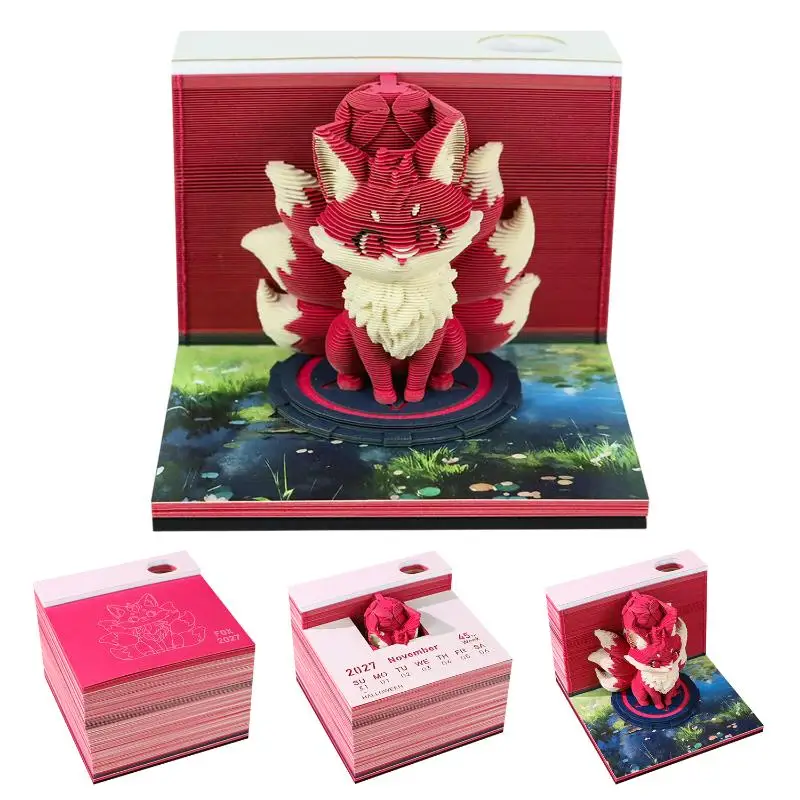 Time Piece Calendar 2027 Desk Calendar 3D Tear-away Calendar Paper Carving Art Memo Pad Notepad Gift Home Decor