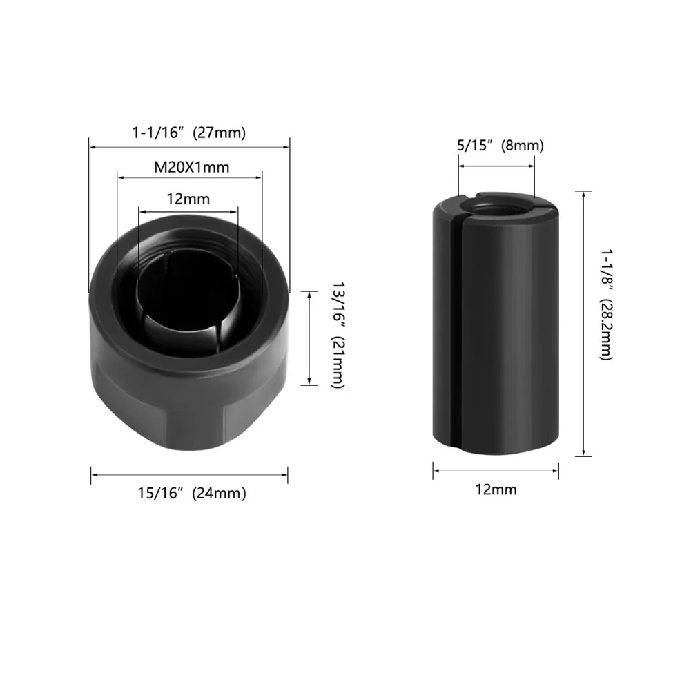 Reliable M20 Collet Chuck Adapter with Nut for Trimming and Engraving Machines Carbon Steel for Enhanced Durability