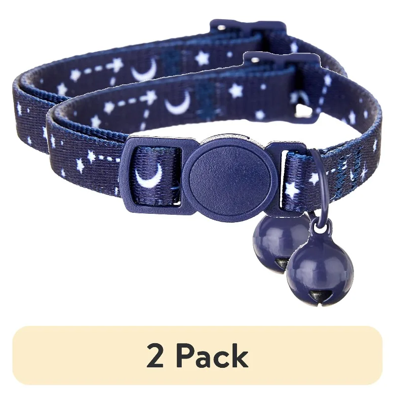 (2 pack) Break-Away Adjustable Cat Collar, Blue Celestial, One Size