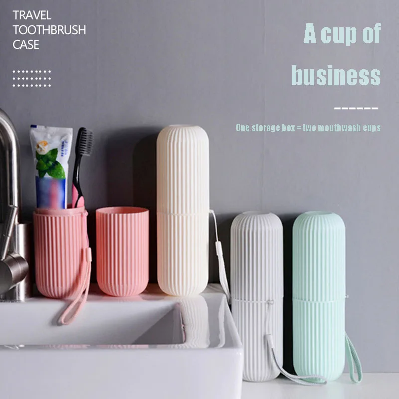 Travel Stripe Toothbrush Box Portable Wash Mouth Cup Brush Cup Set Teeth Set Teeth Set Teeth Jar Nordic Simple Toothbrush