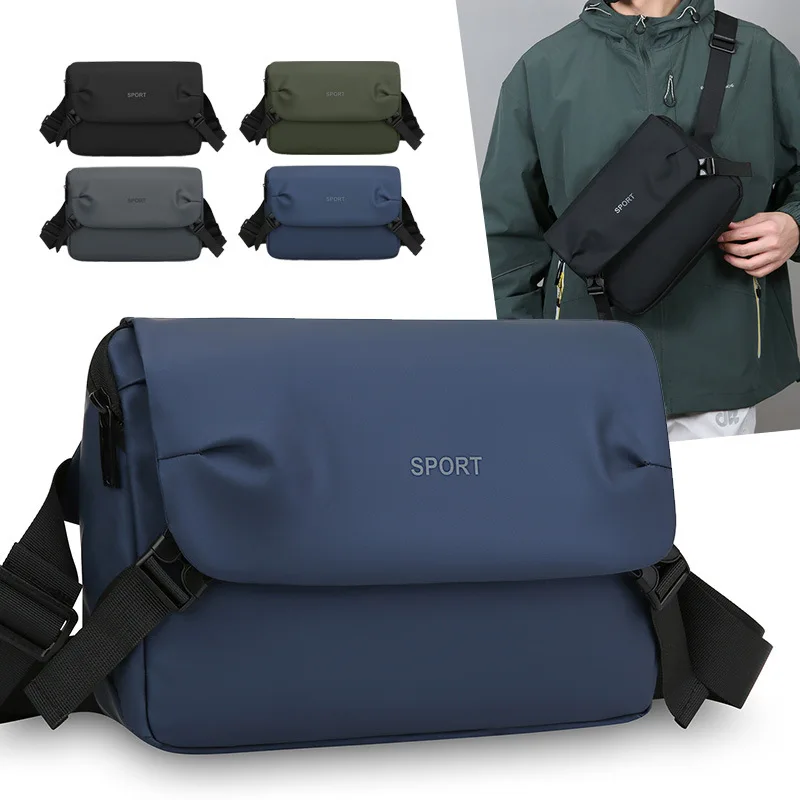 B 2026 Urban Business Flip Laptop Messenger Bag for Men Waterproof Traveling Sling Crossbody Bag Thin Shoulder School Book Bag