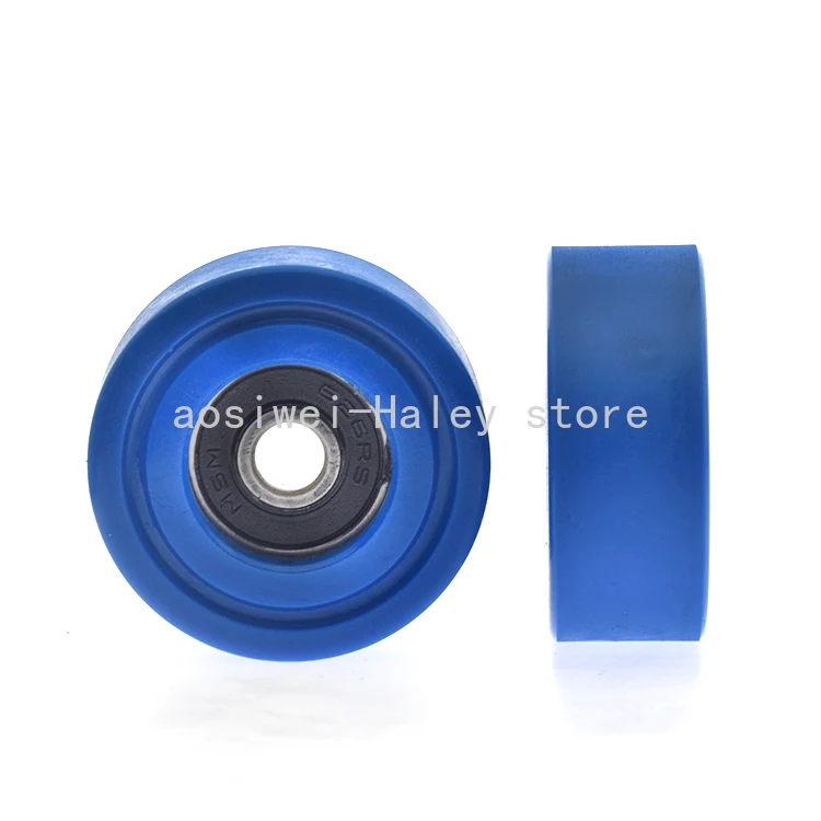1Pc 6x35x14PU polyurethane coated wheel, soft rubber guide wheel, flat shaped bearing, moving pulley, rolling wheel