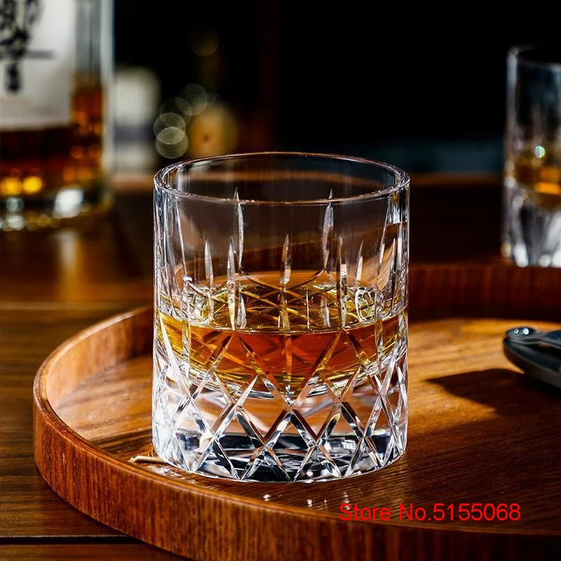 Hand Carving Crystal Old Fashion Whiskey Glasses Classic Engrave Highball Whisky Rock Glass Cognac Brandy Tumbler XO Liquor Cup