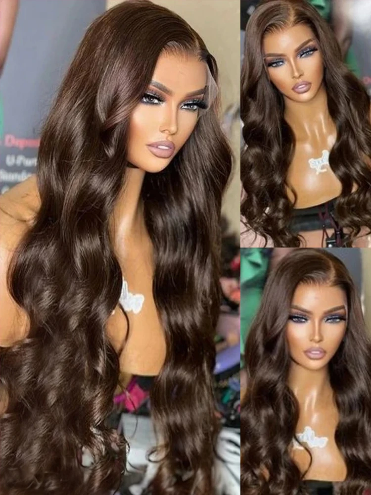 

Chocolate Brown Body Wave 13x4 HD Lace Front Wigs Human Hair Transparent Lace Frontal Wig Preplucked Brazilian Hair 13x6 Remy