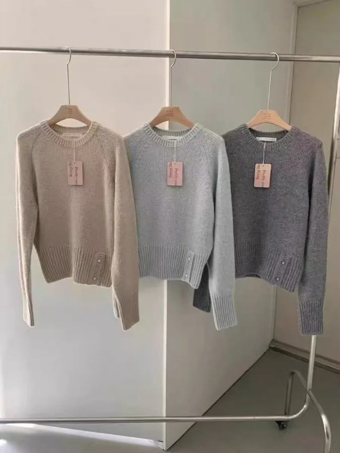 

Милый корейский женский свитер Sle ey, мягкий фуфу, осень-зима, Новое поступление, красивый топ, теплый расклешенный све, длинный полиэстер F...