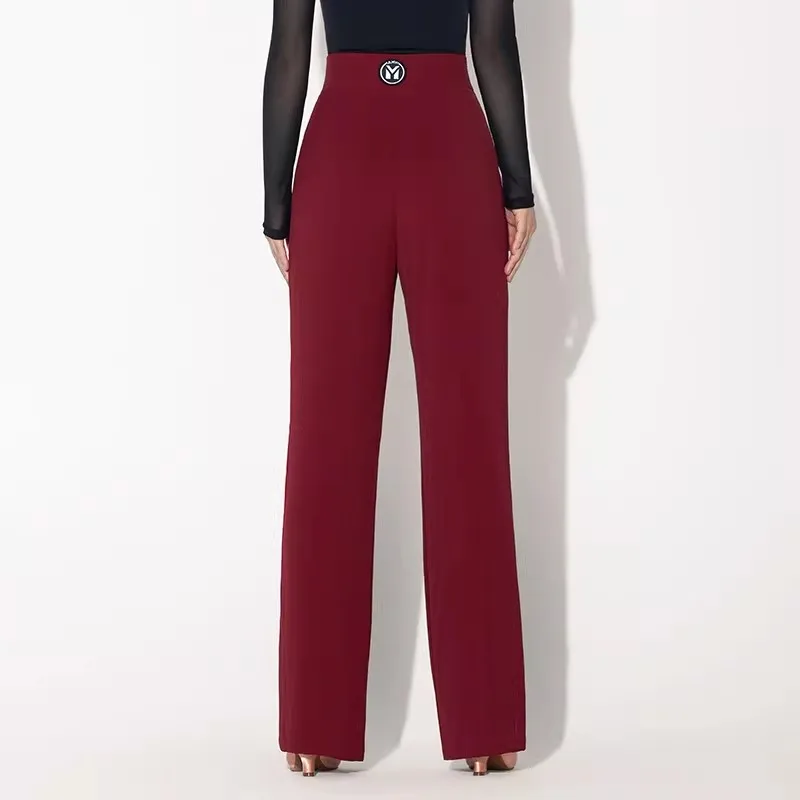 ใหม่โมเดิร์นแดนซ์วอลซ์เครื่องแต่งกายการแสดงกางเกงขากว้างกางเกงเอวสูงชุดบอลรูมฝึกซ้อมการฝึกอบรมสวมใส่ DN22535