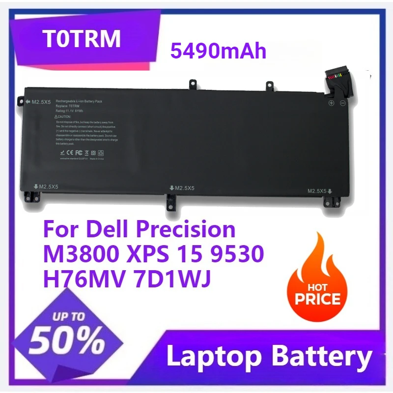 

Аккумулятор для ноутбука T0TRM для Dell Precision M3800 XPS 15 9530 H76MV 7D1WJ 5100 мАч
