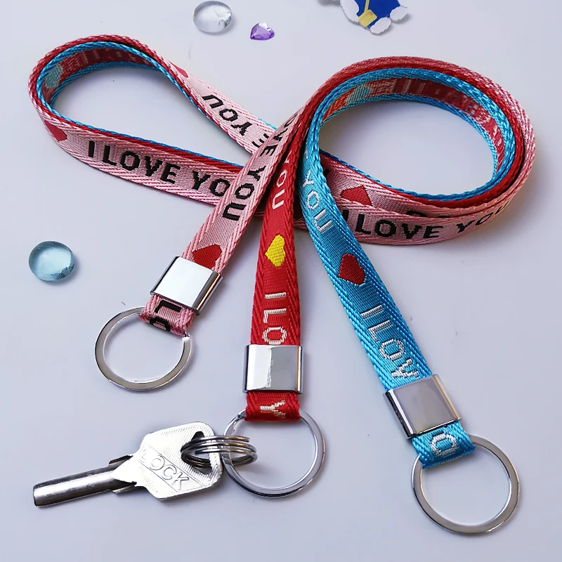 Nylon Ribbon Love Rope Simple Anti-loss Key Chain Male and Female Pendant Key Lanyard for Primary and Secondary School Students