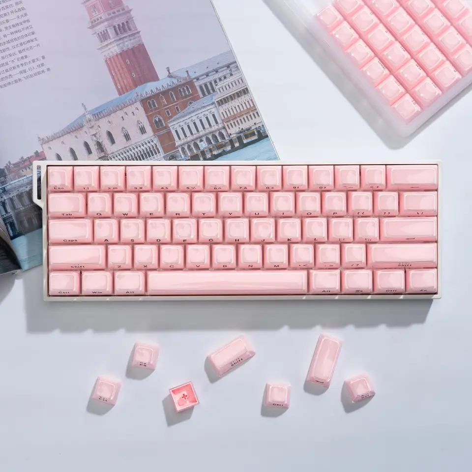 XVX Pink Jelly Side Print Keycap Ice Crystal Translucent OEM