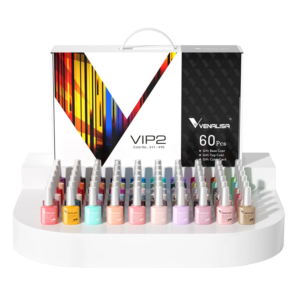 VENALISA VIP Kit Nagelgellak 60 kleuren TPO/HEMA GRATIS Volledige dekking Perfect pigment Professionele nagelkunst Langdurige gel