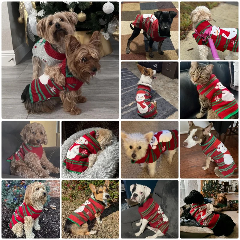 Christmas Dog Knitted Sweater Fashion Print Dog Clothes Winter Warm Puppy Turtleneck Cute Cat Pullovers Pet Sweater Dog Costumes