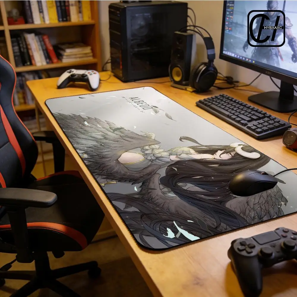 Anime Girl A-Albedo O-Overlord Mouse Pad XXL Large Non-Slip Lock Edge Keyboard Pad Anti-Slip Gaming Desk Mat Office Pad HYBXXC