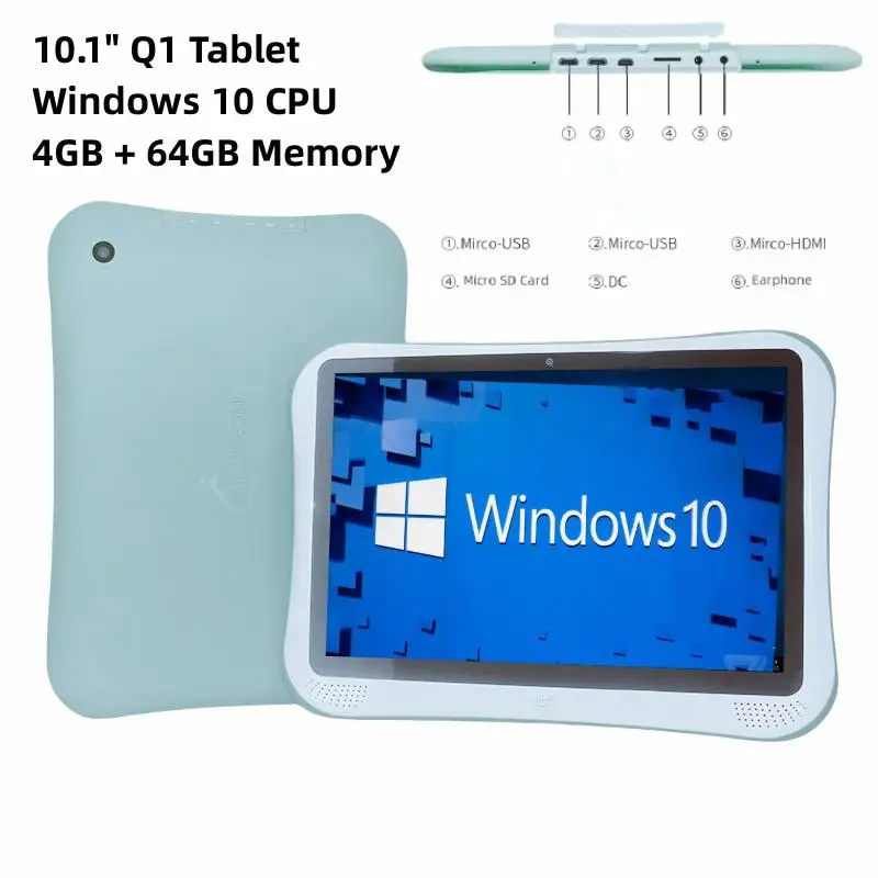 64-bit 10.1'' Q1 Windows 10 Tablet PC Quad Core 4GB DDR RAM 64GB ROM Intel Atom x5-Z8350 CPU 8000mAh Battery HDMI-Compatible