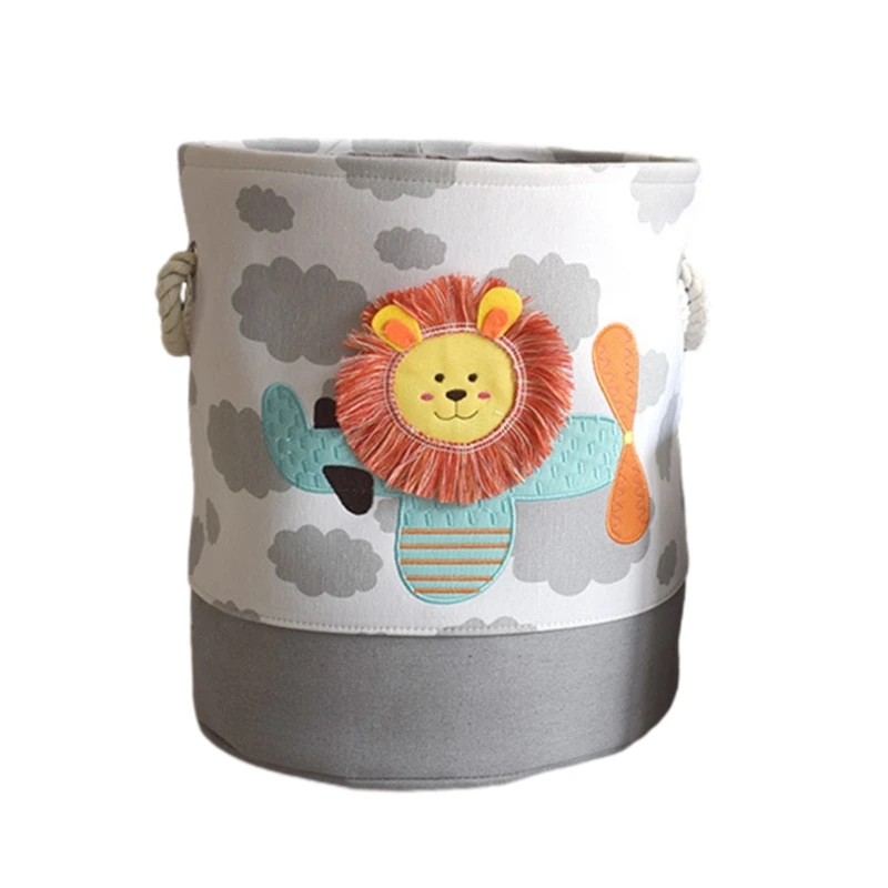 Lions Bucket Giraffe Basket Giỏ lưu trữ Canvas Giỏ lưu trữ Xô lưu trữ có tay cầm