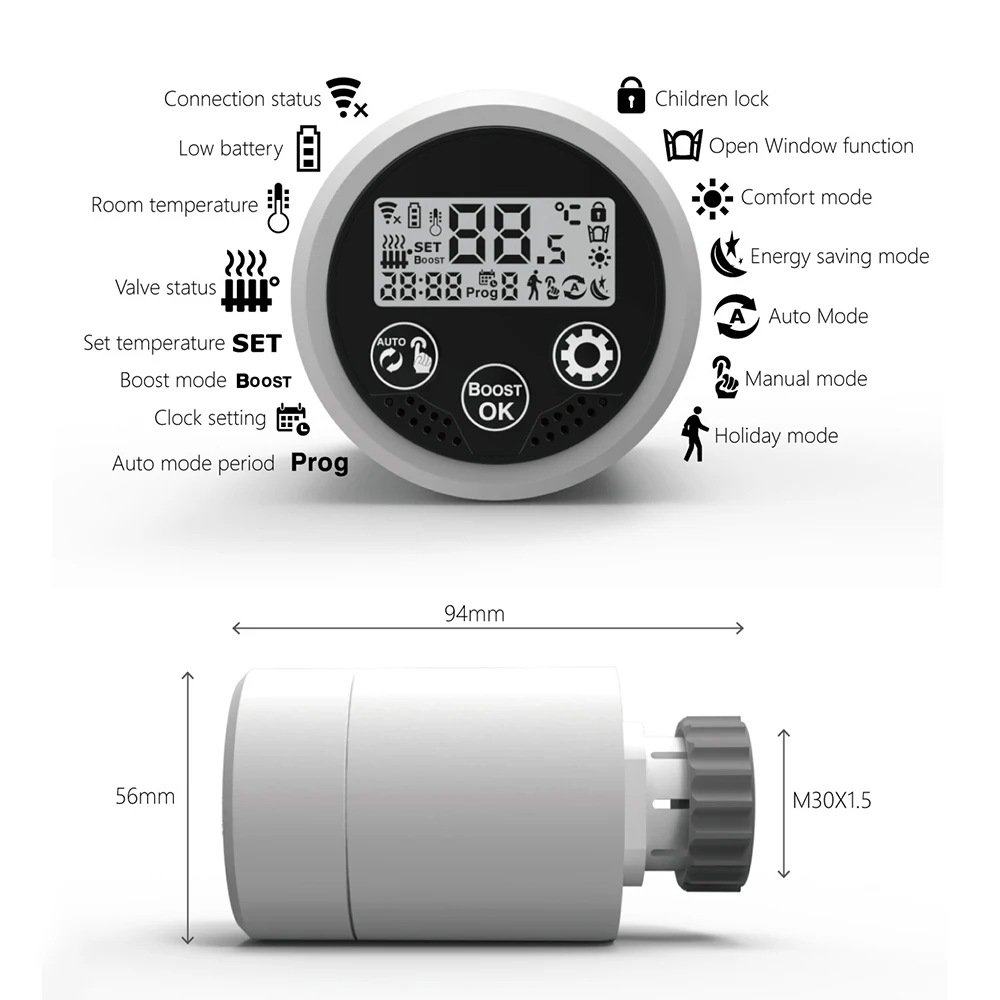 Tuya Smart Thermoandrereligions Valve TRV, contrôleur de chauffage au sol programmable, prise en charge d'Alexa Yandex Alice, application Smart Life