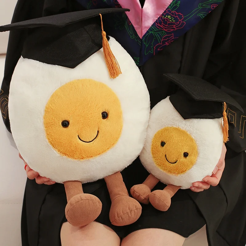 Funny Breakfast Doctor Egg Cute Plush Toy Students Graduation Gifts Holiday Present for Friends Office Decor Throw Pillow Dolls