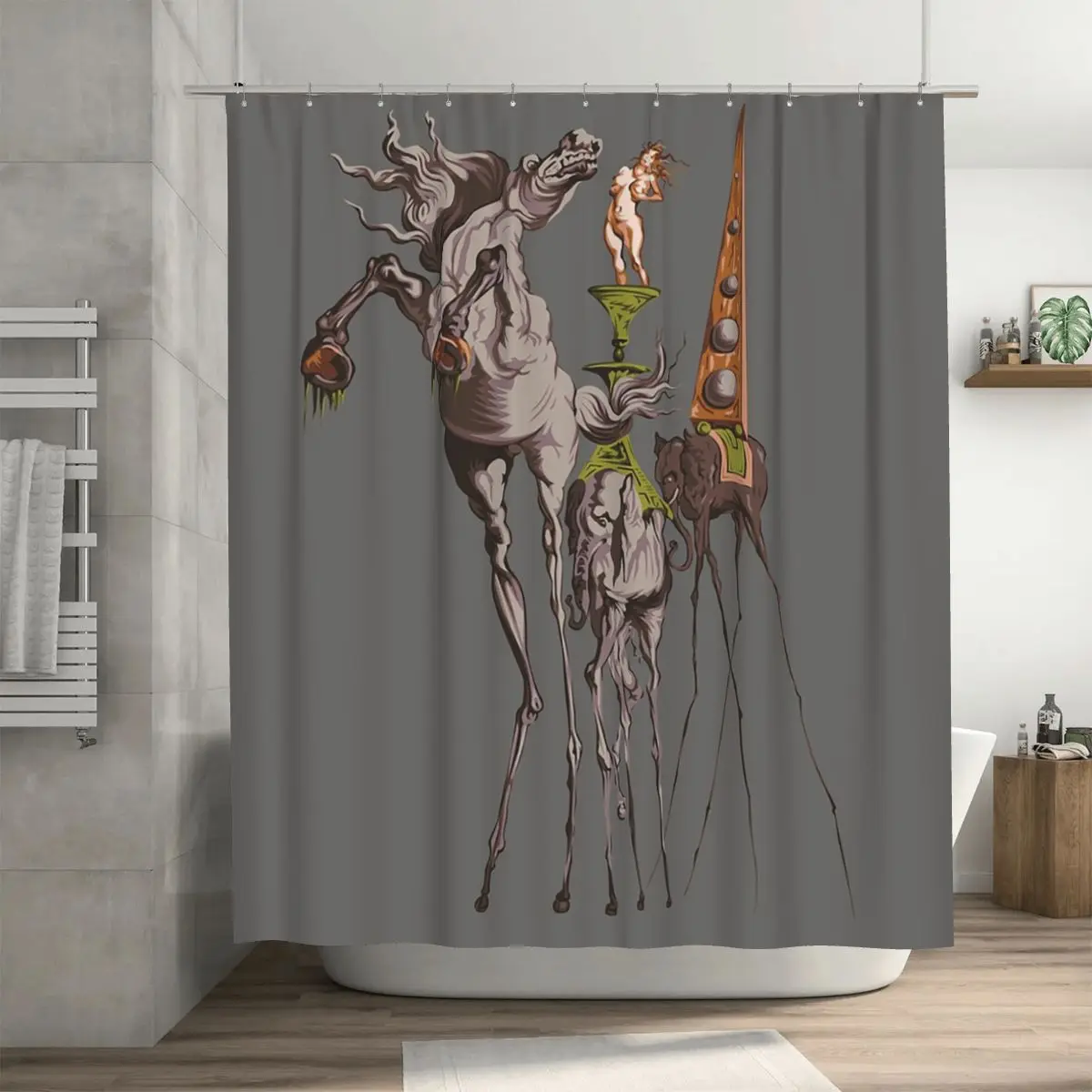 

Занавеска для душа Dali's Temptation, полиэстеровая, водонепроницаемая, с крючками