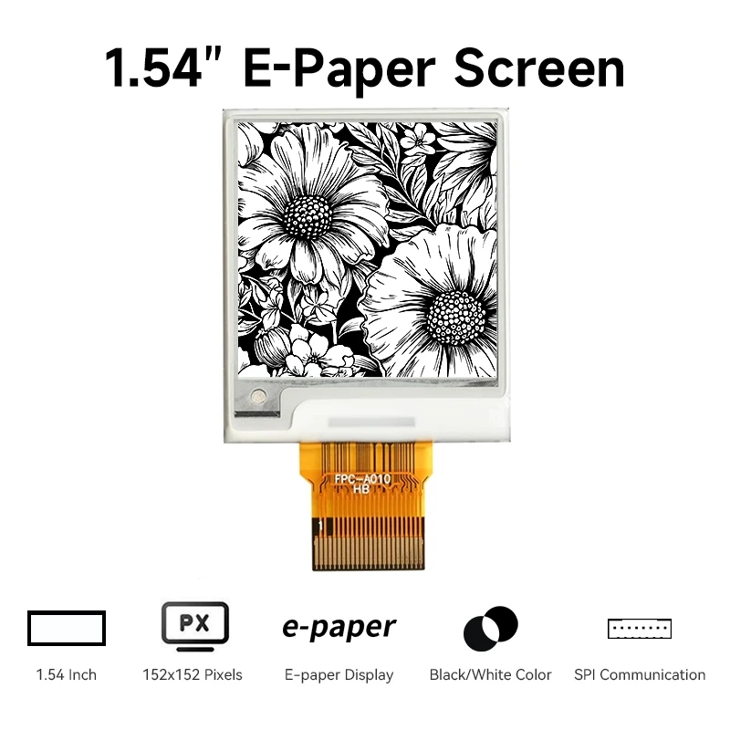 1.54 inch E-paper Display Module 152*152 E-Ink Display Black/White Color SSD1683 with SPI Communication Suitable for Shelt Label