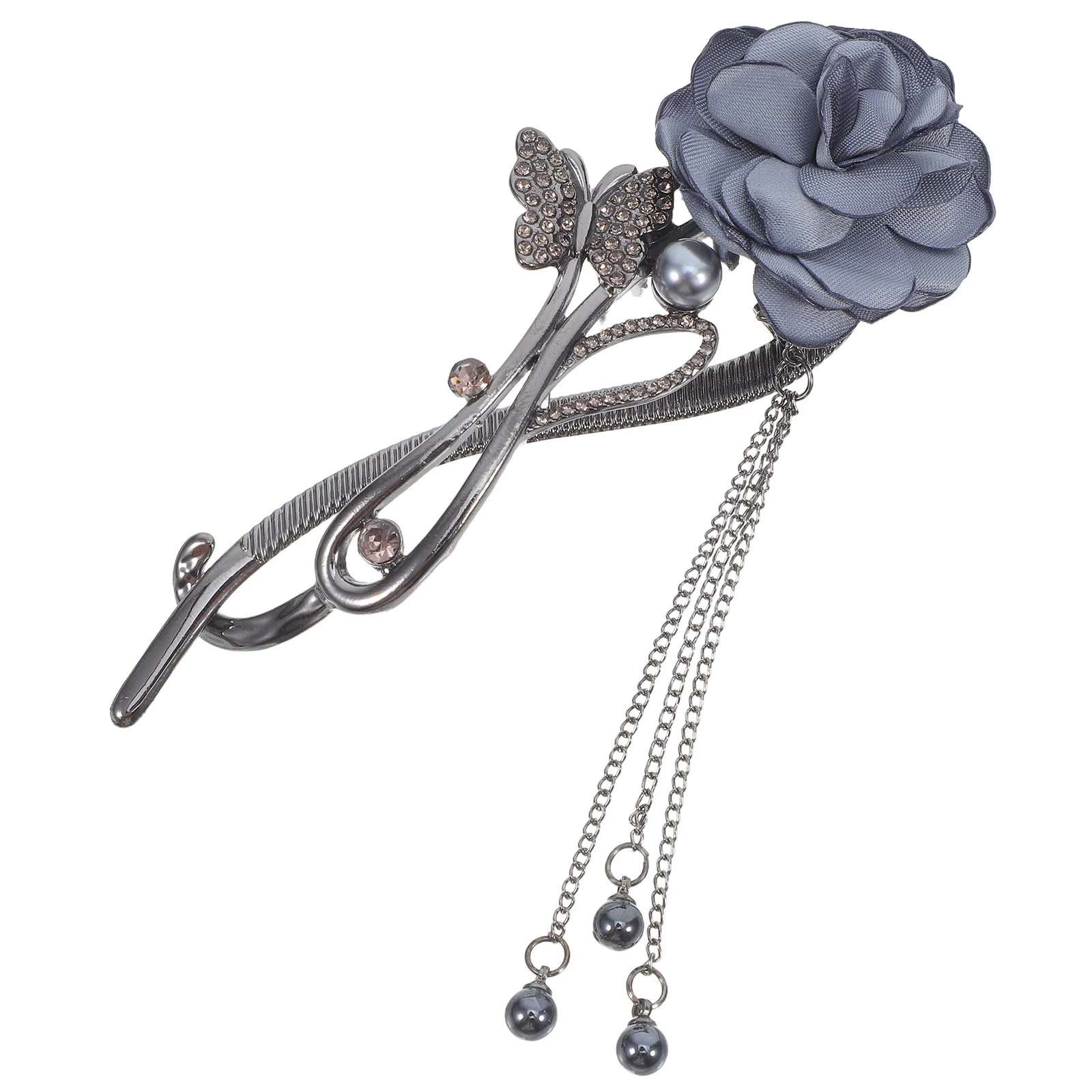 

Заколка для волос из сплава, элегантный нескользящий металлический аксессуар с цветочным принтом, держатель для булочек, заколка в китайском стиле, роза, цветы для волос для женщин