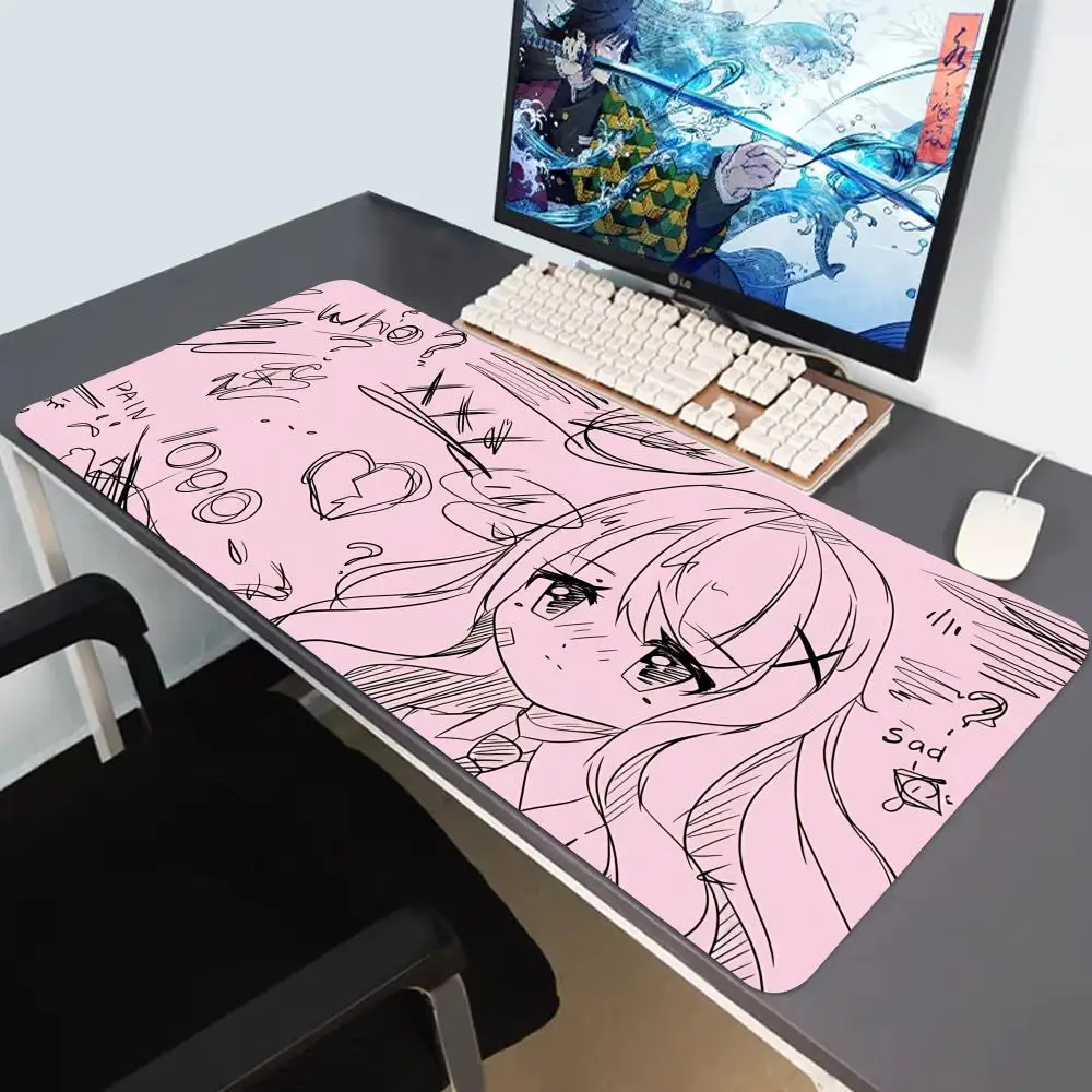 

HYBXAXC Kawaii Black Art Mousepad, Japanese Anime Girl Gaming Mat for PC Gamers