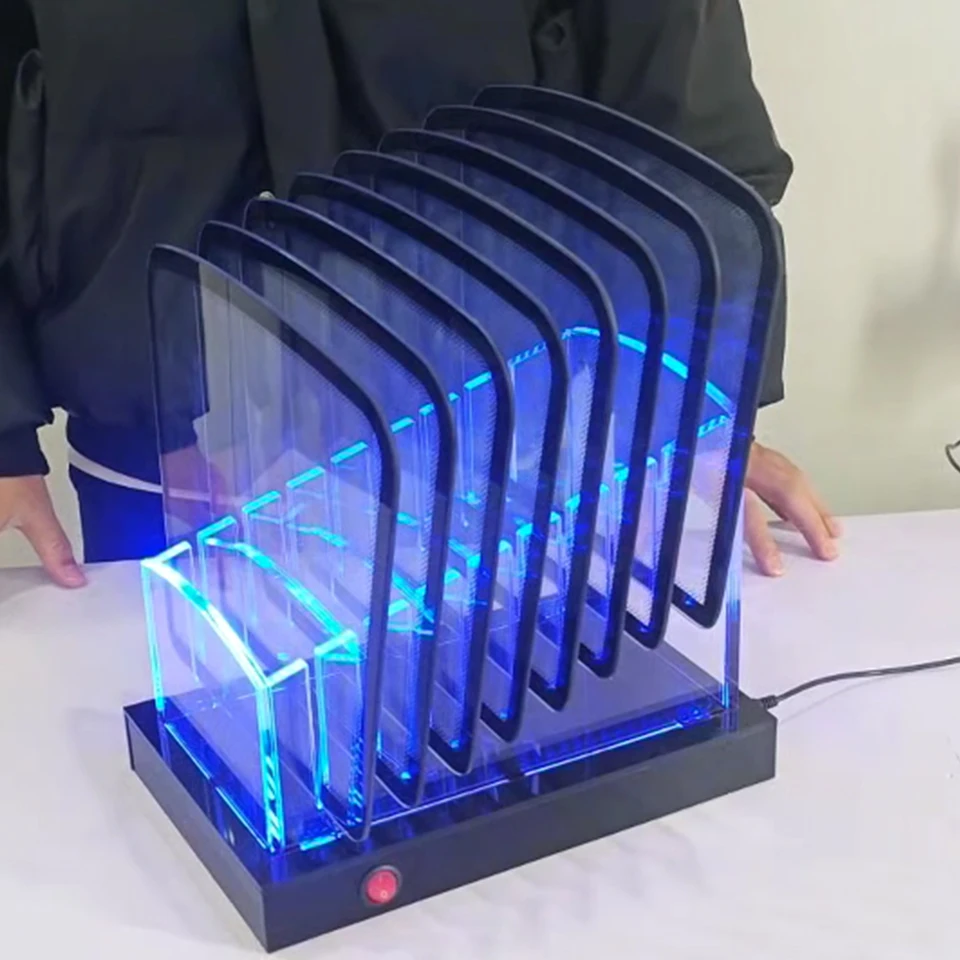 

8-Slot LED Light Car Windshield Display Stand Kit, Auto Window Solar Film Sample Storage Rack for Heat Rejection Testing ST-A3