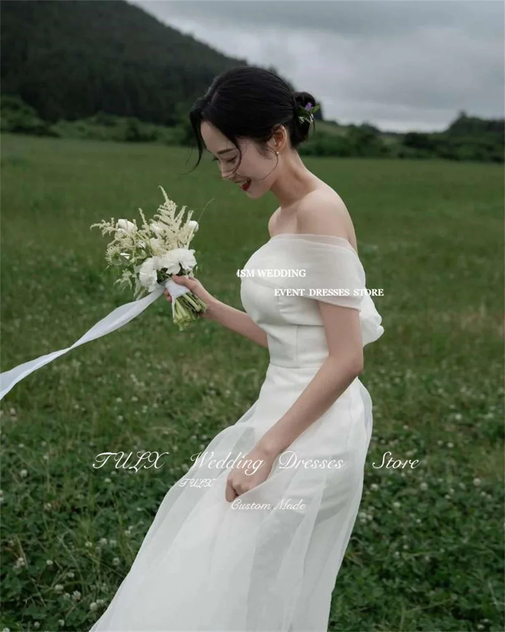 Tulx elegante Organza Meerjungfrau Korea Garten Brautkleider für Frauen Hochzeits fotos schießen rücken freie Brautkleid Korsett nach Maß