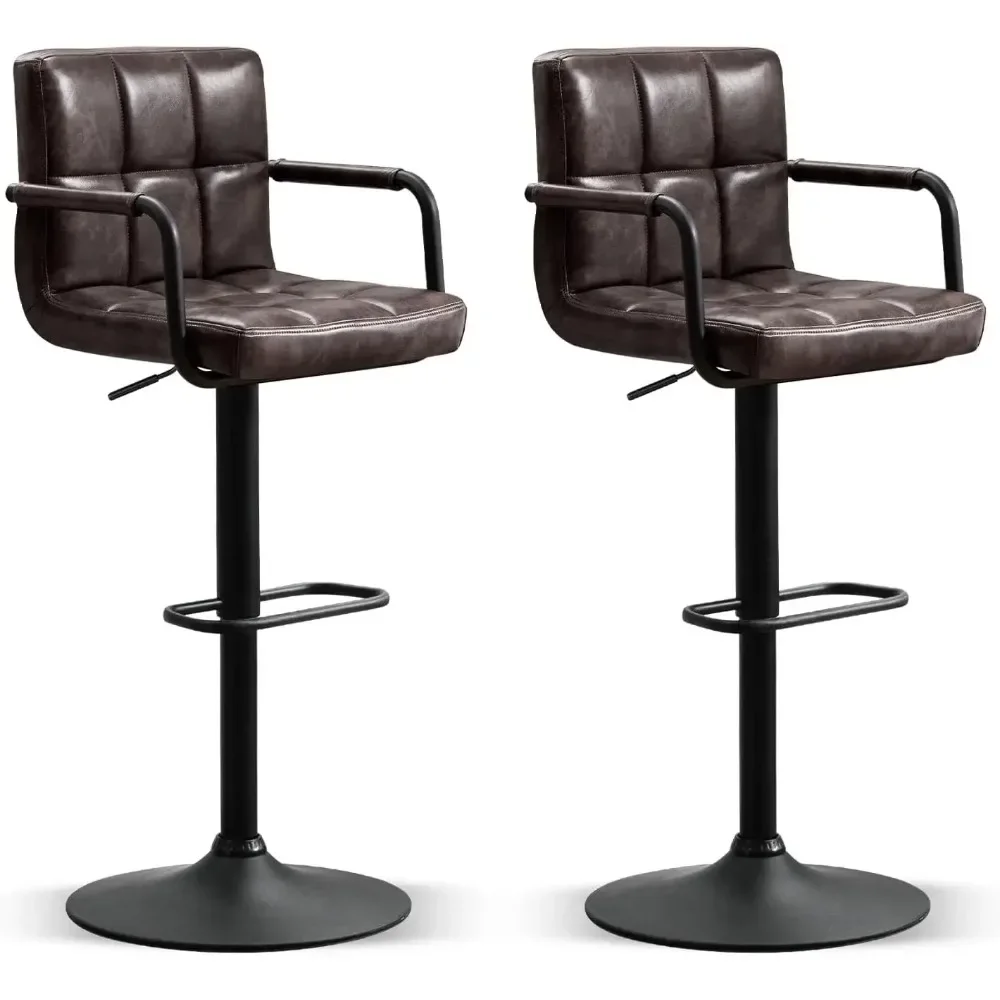 

Bar Stools Set of 2 or 4 Backrest Modern Square with Armrest Adjustable Kitchen Counter Barstool for Kitchen Dining Pub Cafe