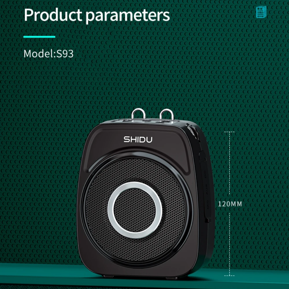 SHIDU S93 20 واط مضخم صوت لاسلكي محمول للمعلم مع ميكروفون UHF حزام مقاوم للماء DSP صوت سمّاعات بلوتوث
