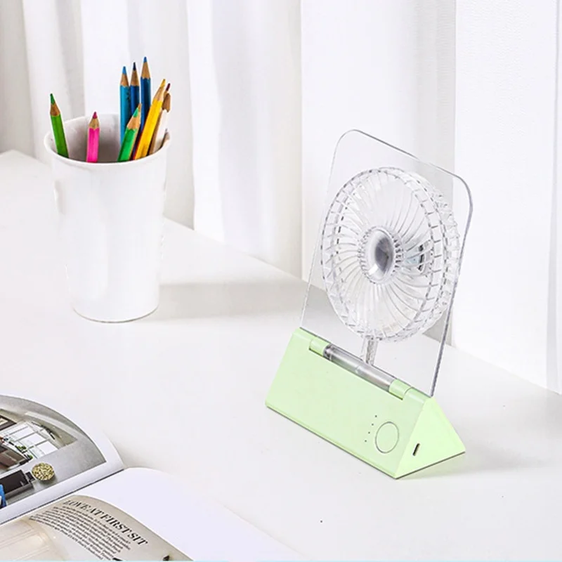 Colorful Transparent Desktop Fan Magnetic Wall Mounted Foldable Breathing Light 4 Speed Settings Silent Portable For Home Use